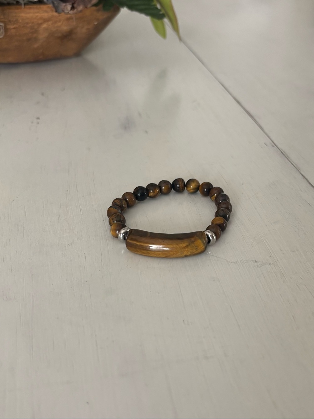 Tiger Eye Beaded Stretch Bracelet - Brown